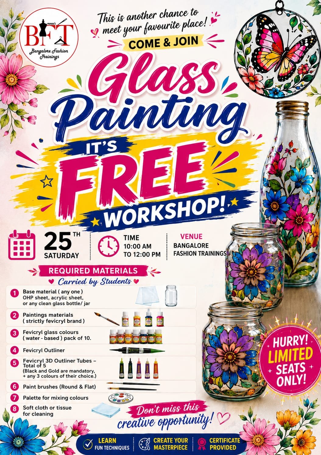 Free Glass Painting Workshop in Bangalore