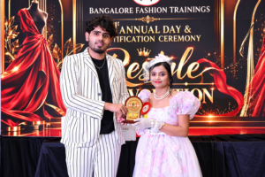 A proud award presentation moment at Bangalore Fashion Trainings’ 1st Annual Day and Certification Ceremony.